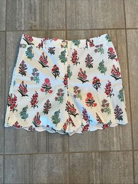 Talbots NWT White Floral Scalloped-Hem Bermuda Shorts